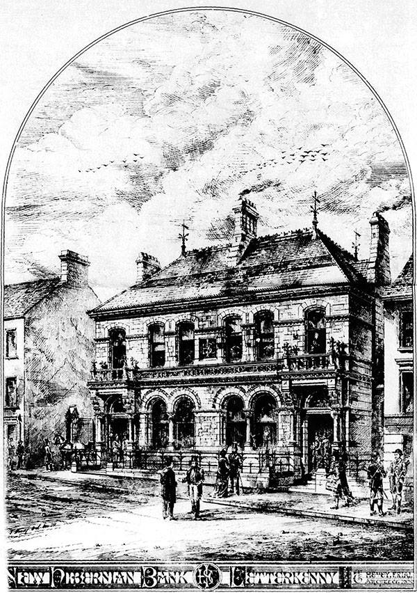 Hibernian Bank (Bank of Ireland), architect's drawing